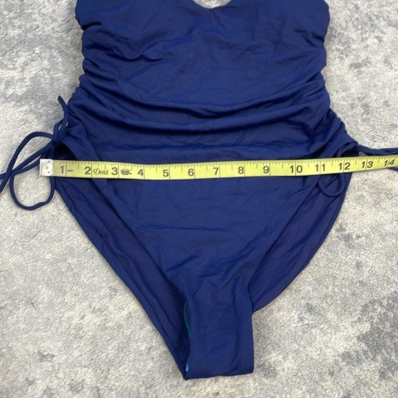 New Melissa Odabash Havana Navy Blue One Piece Swim Suit Ruched Sz 6 - Picture 11 of 14